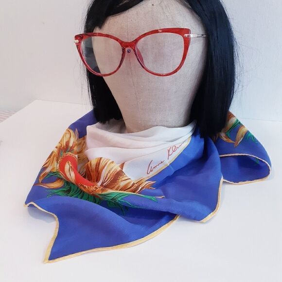 Anne Klein Sunflowers Vintage Silk Like New Scarf - Picture 2 of 9
